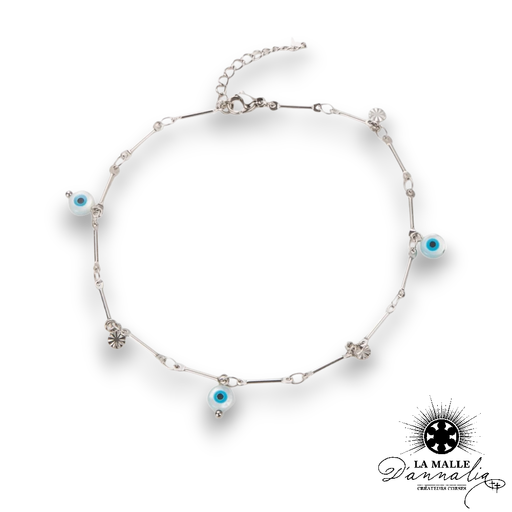 chaine de cheville oeil dore argent lamalledannalia