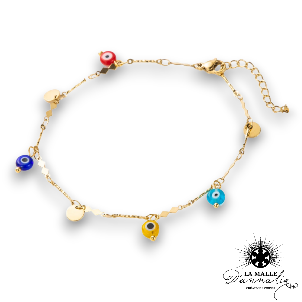 chaîne de cheville oeil rouge lamalledannalia