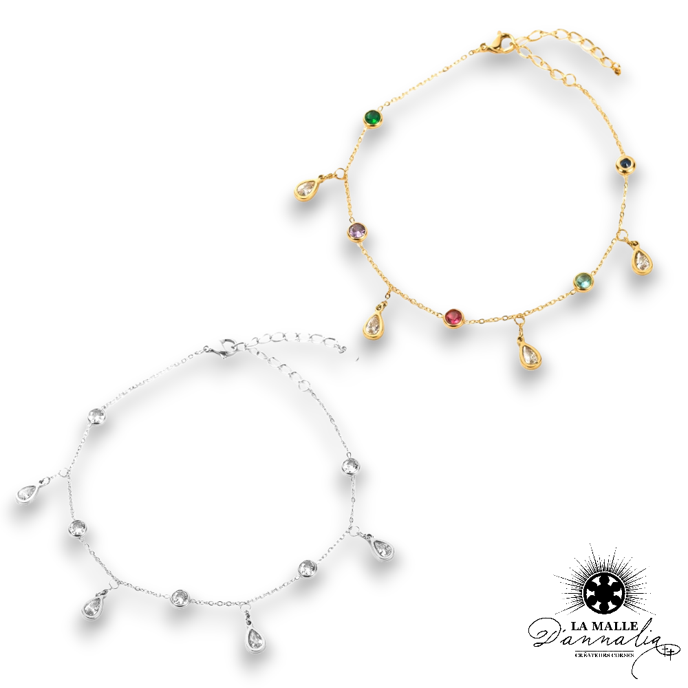 chaine de cheville strass lamalledannalia