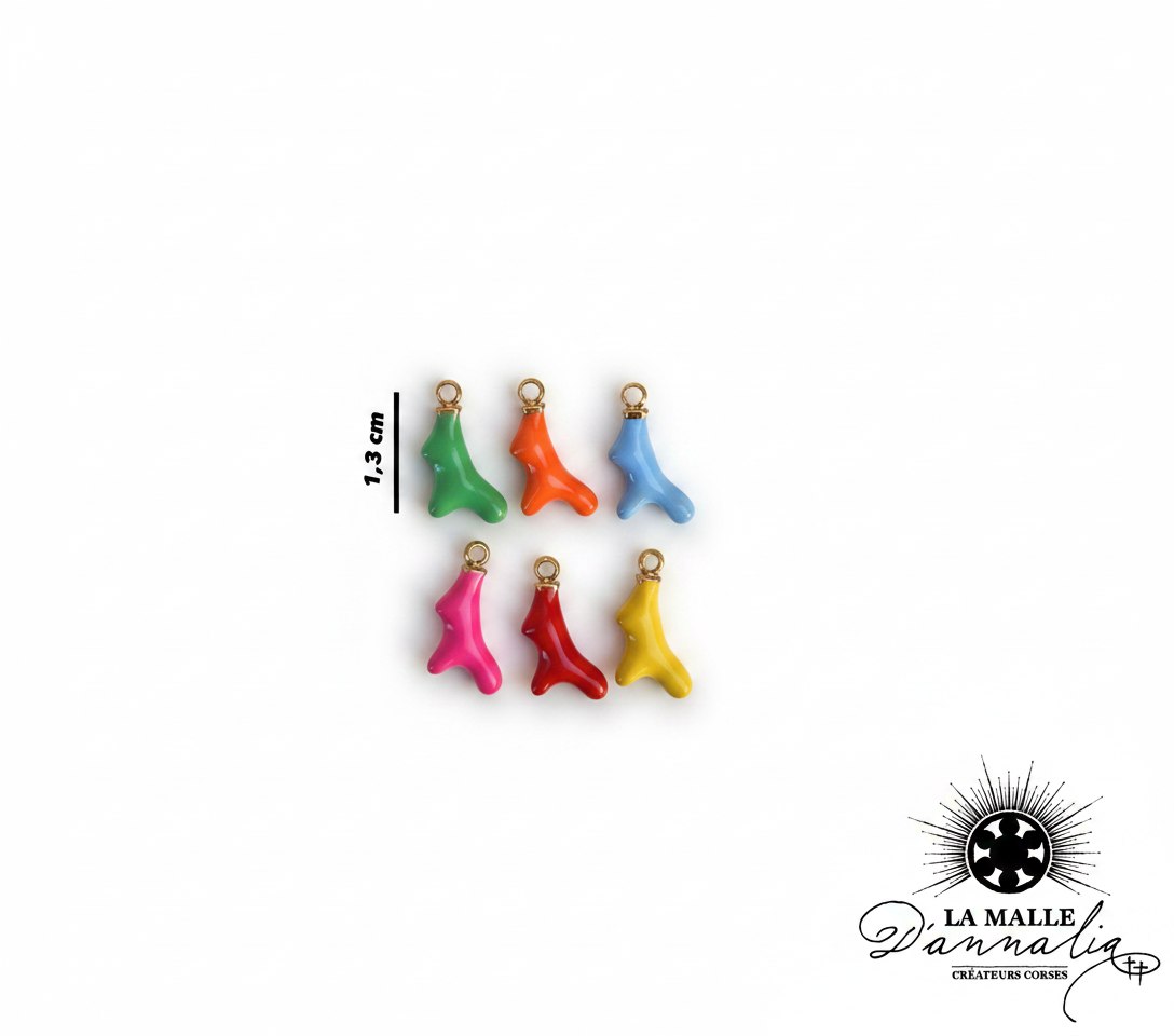 Pendentifs breloques en émail coloré forme corail lamalledannalia