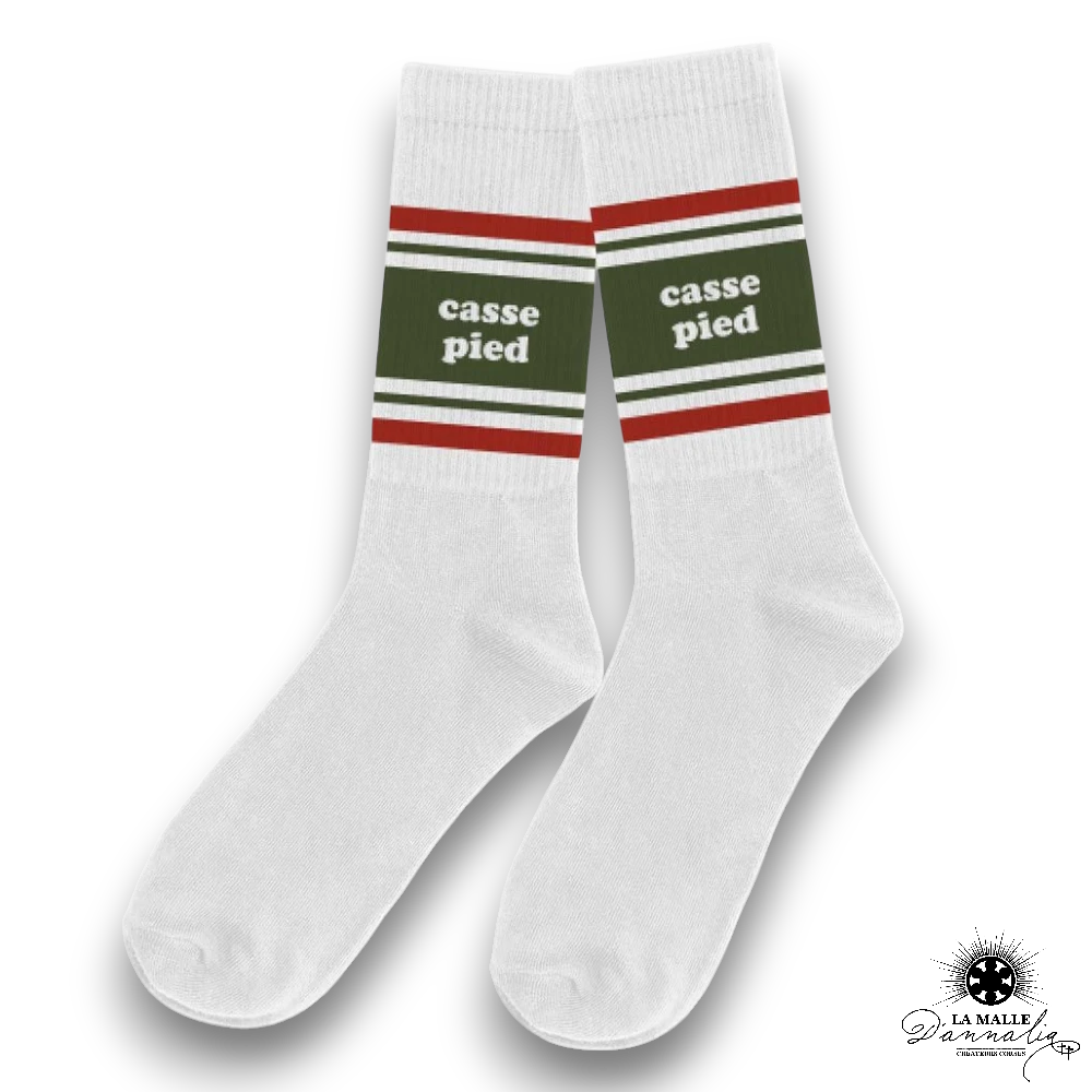 chaussette homme message casse pied vert lamalledannalia
