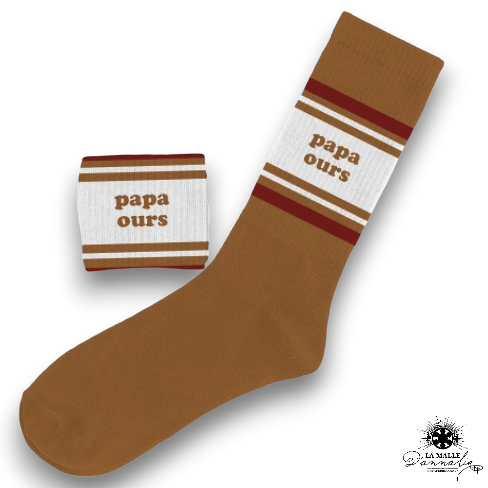 chaussette homme papa marron lamalledannalia