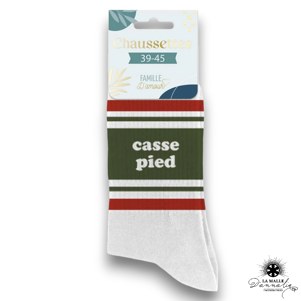chaussette homme message casse pied vert lamalledannalia