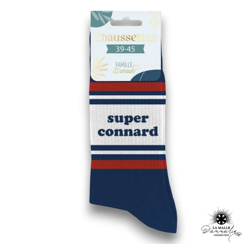 chaussette message homme super connard bleu lamalledannalia