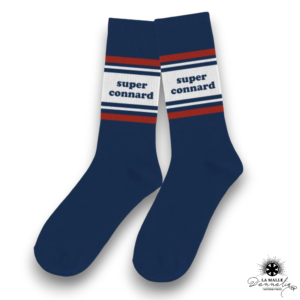 chaussette message super connard bleu lamalledannalia