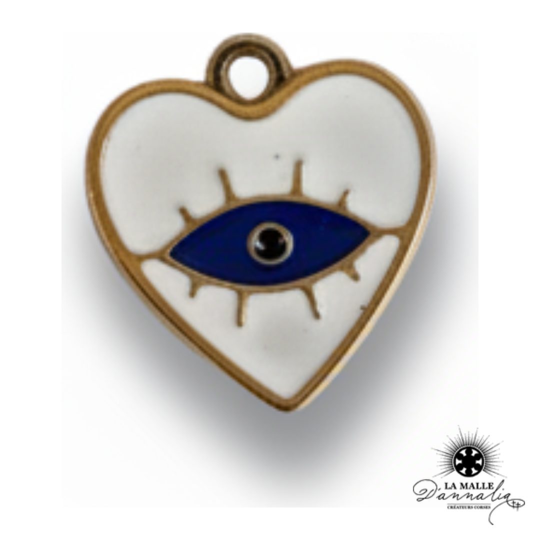Breloque Cœur Œil Bleu — Charm Double Symbole 1,2 cm