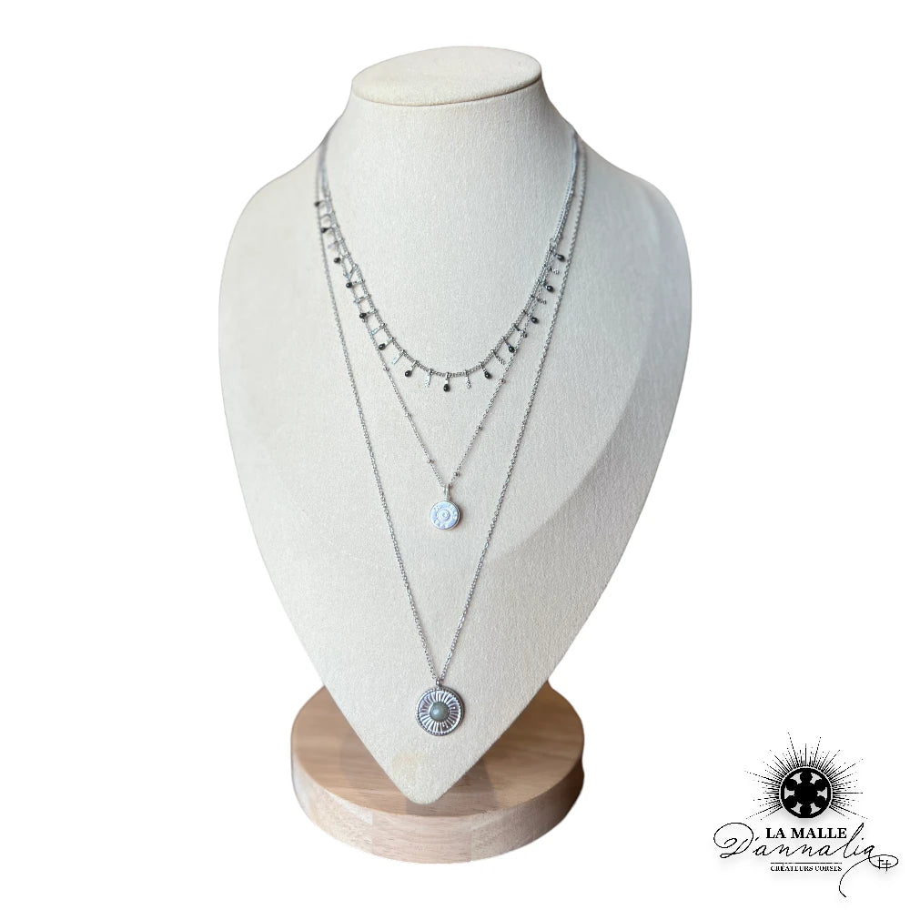 colliers 3rang en acier inoxydable createur corse douille breloque lamalledannalia