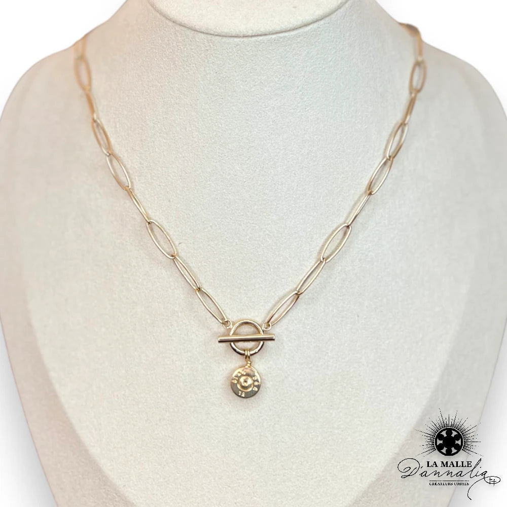 collier acier inoxydable balle plaque or lamalledannalia