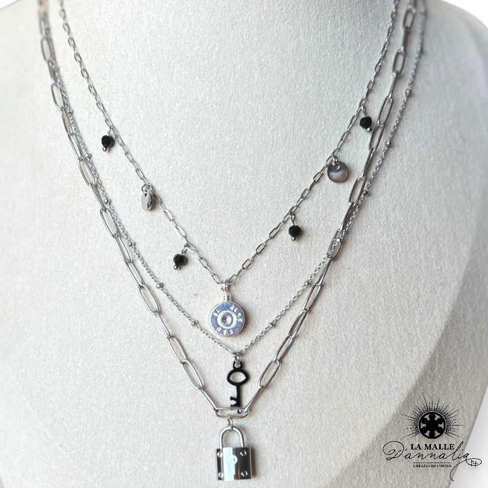collier acier inoxydable cadena creation corse douille breloque argent lamalledannalia