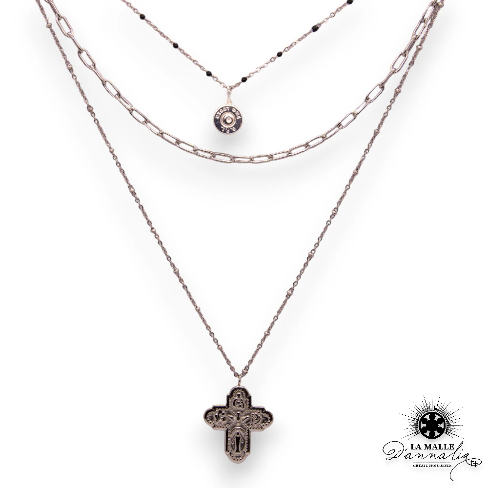 collier acier inoxydable createur corse croix douille argent lamalledannalia