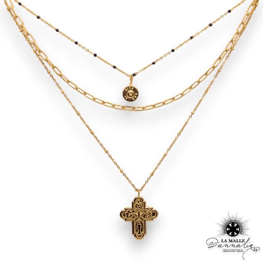 collier acier inoxydable createur corse croix douille argent lamalledannalia