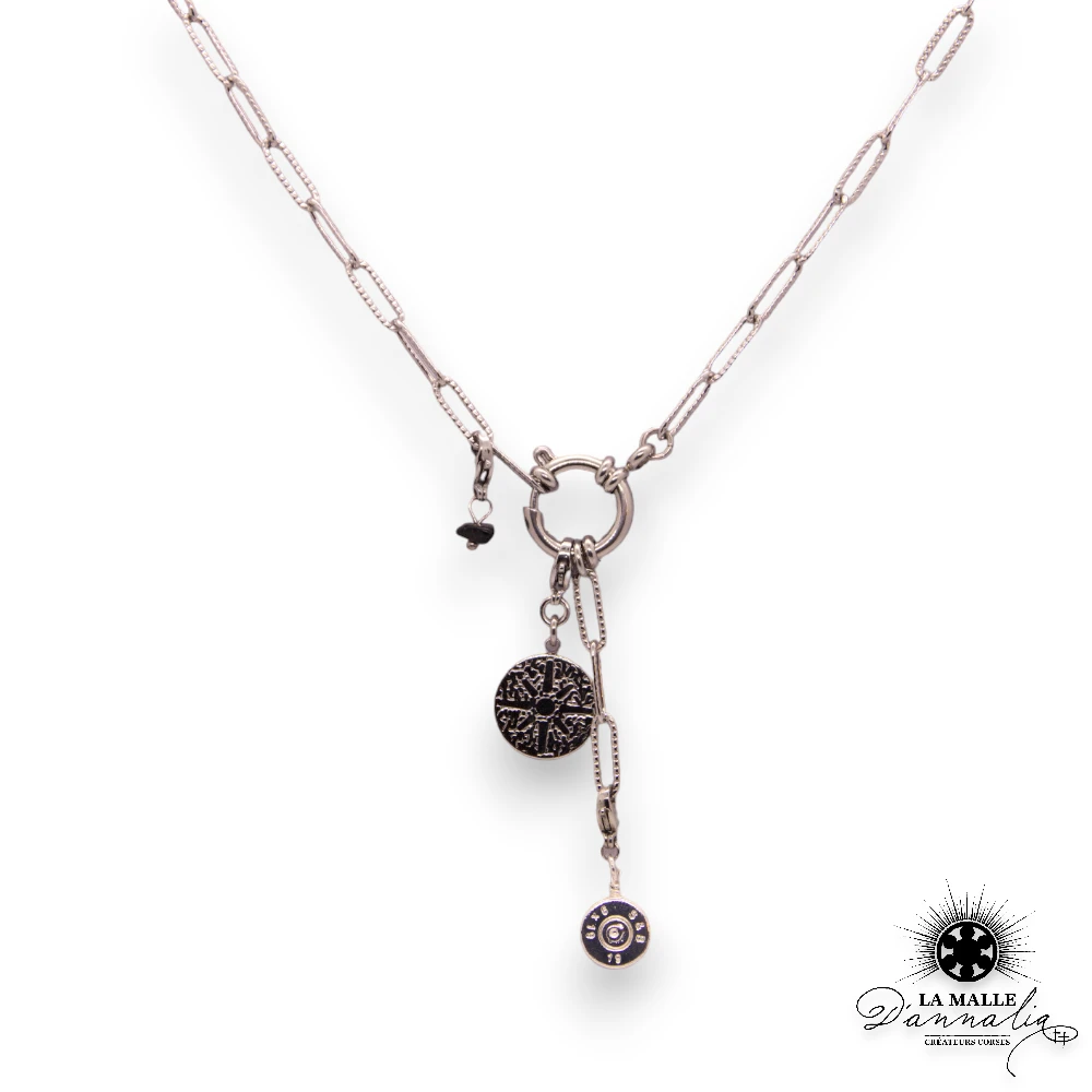 collier acier inoxydable createur corse fermoir douille charms lamalledannalia