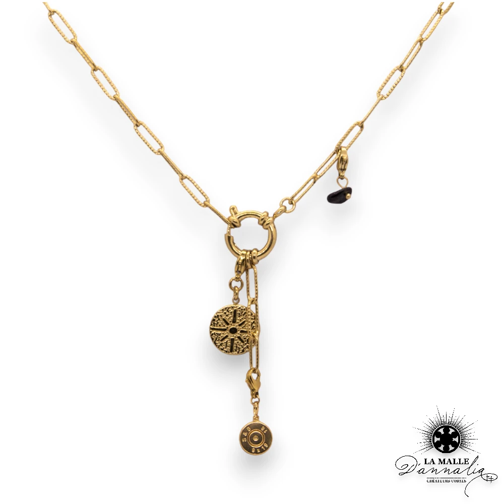 collier acier inoxydable createur corse fermoir douille charms lamalledannalia