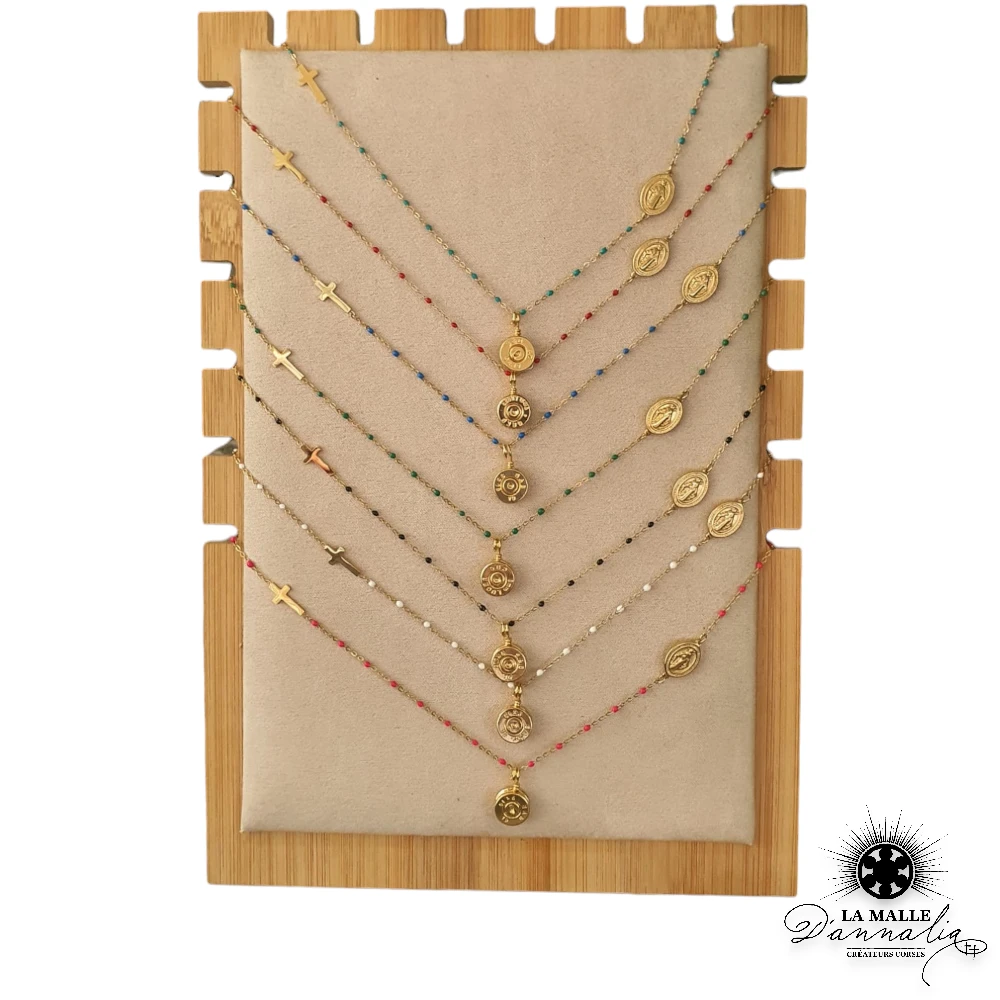 collier acier inoxydable creation corse croix douille lamalledannalia
