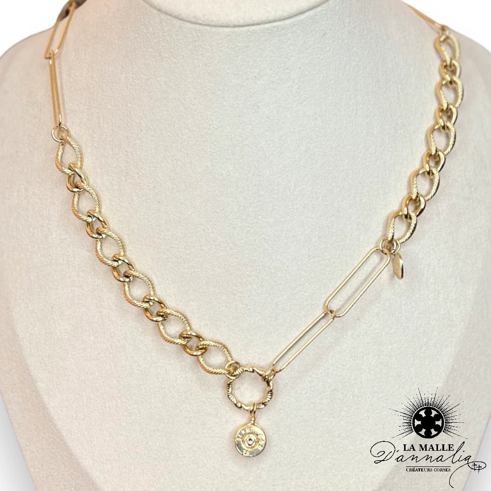 collier acier inoxydable grosse maille createur corse lamalledannalia