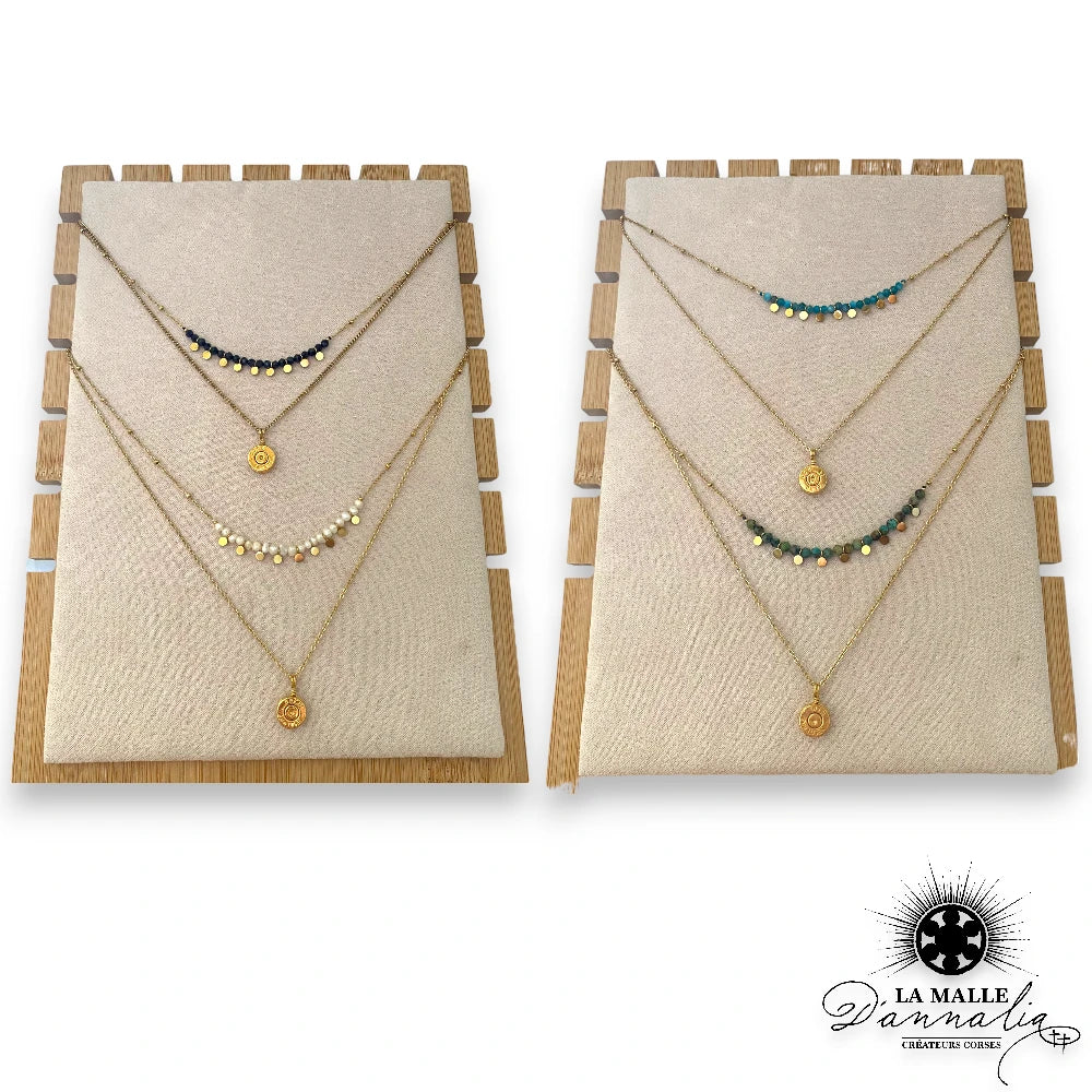 collier acier inoxydable perle vert noir couleur douille createur corse lamalledannalia