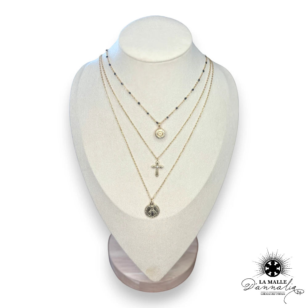 collier en acier inoxydable douille et croix lamalledannalia