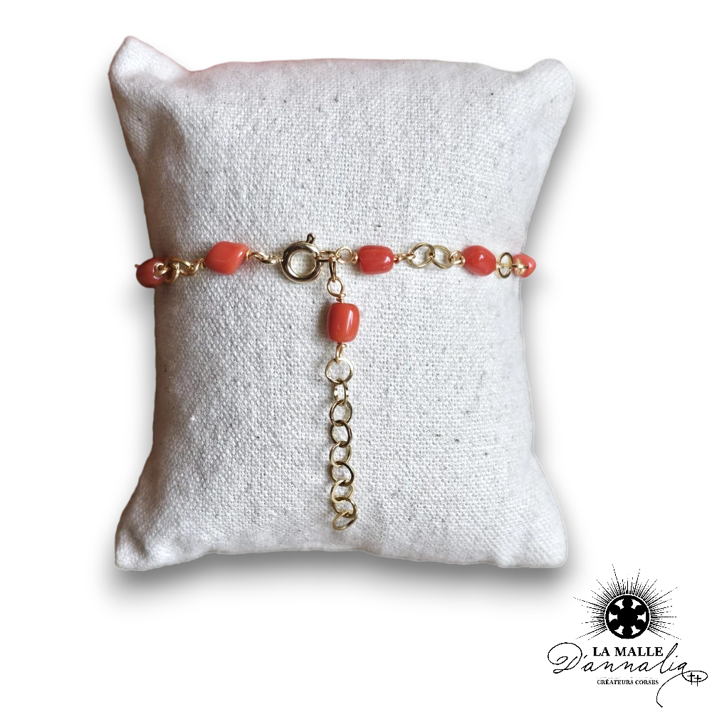bracelet corail rouge coeur lamalledannalia
