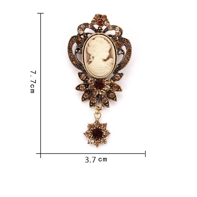 Broche camée fleur — vue mesure