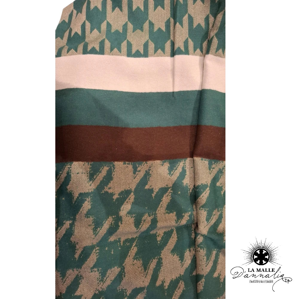 echarpe blanc hiver classique discret composition chocolat vert polyester lurex lamalledannalia