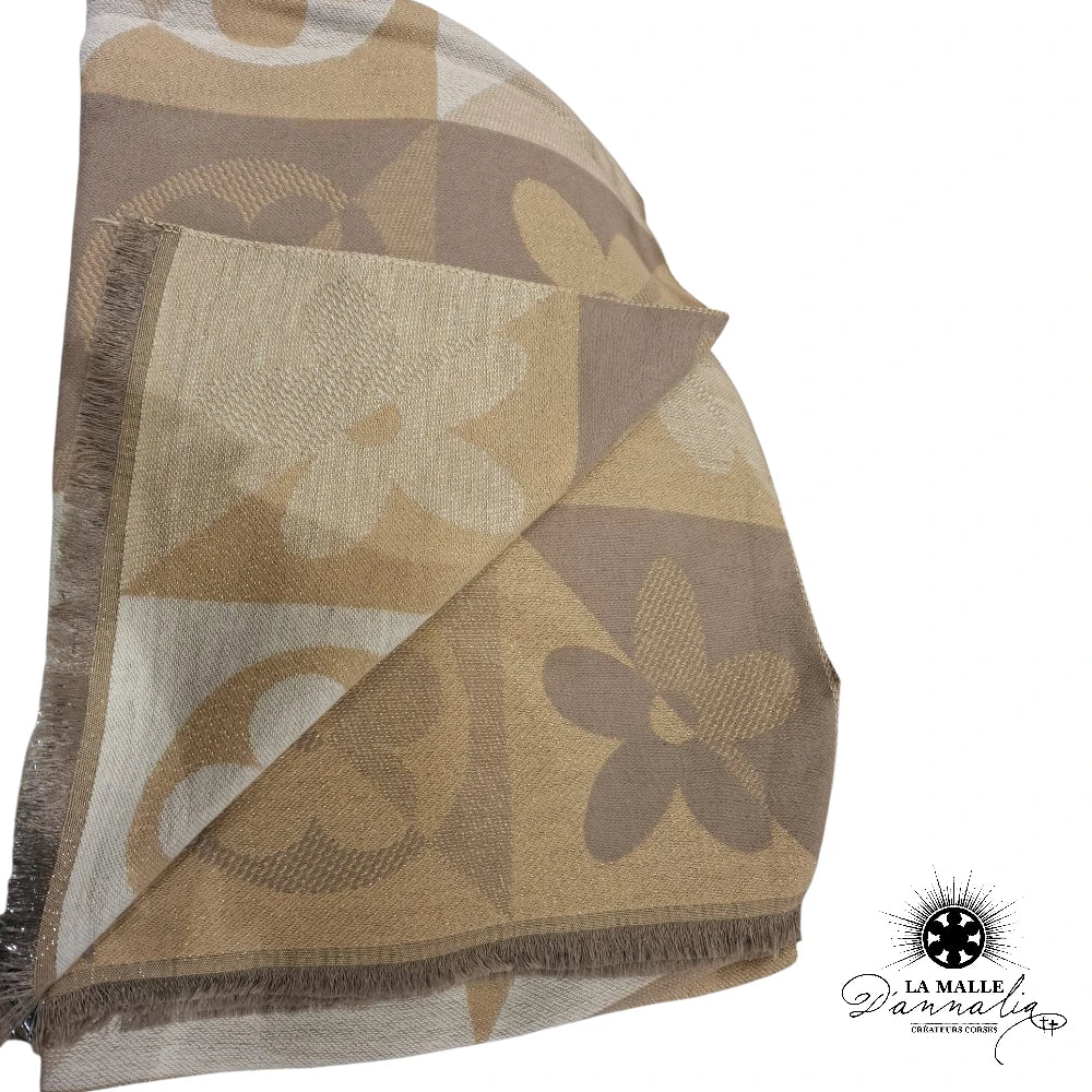 echarpe-fleur-discret-composition-marron-polyester-lamalledannalia