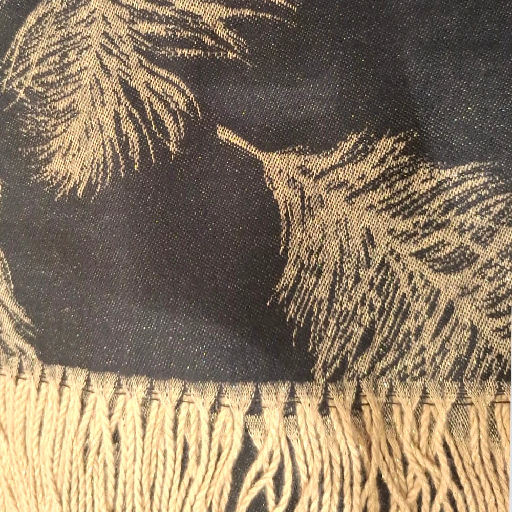 echarpes noir irisee hiver dore classique discret composition graphisme vert polyester lurex chaud fleur lamalledannalia