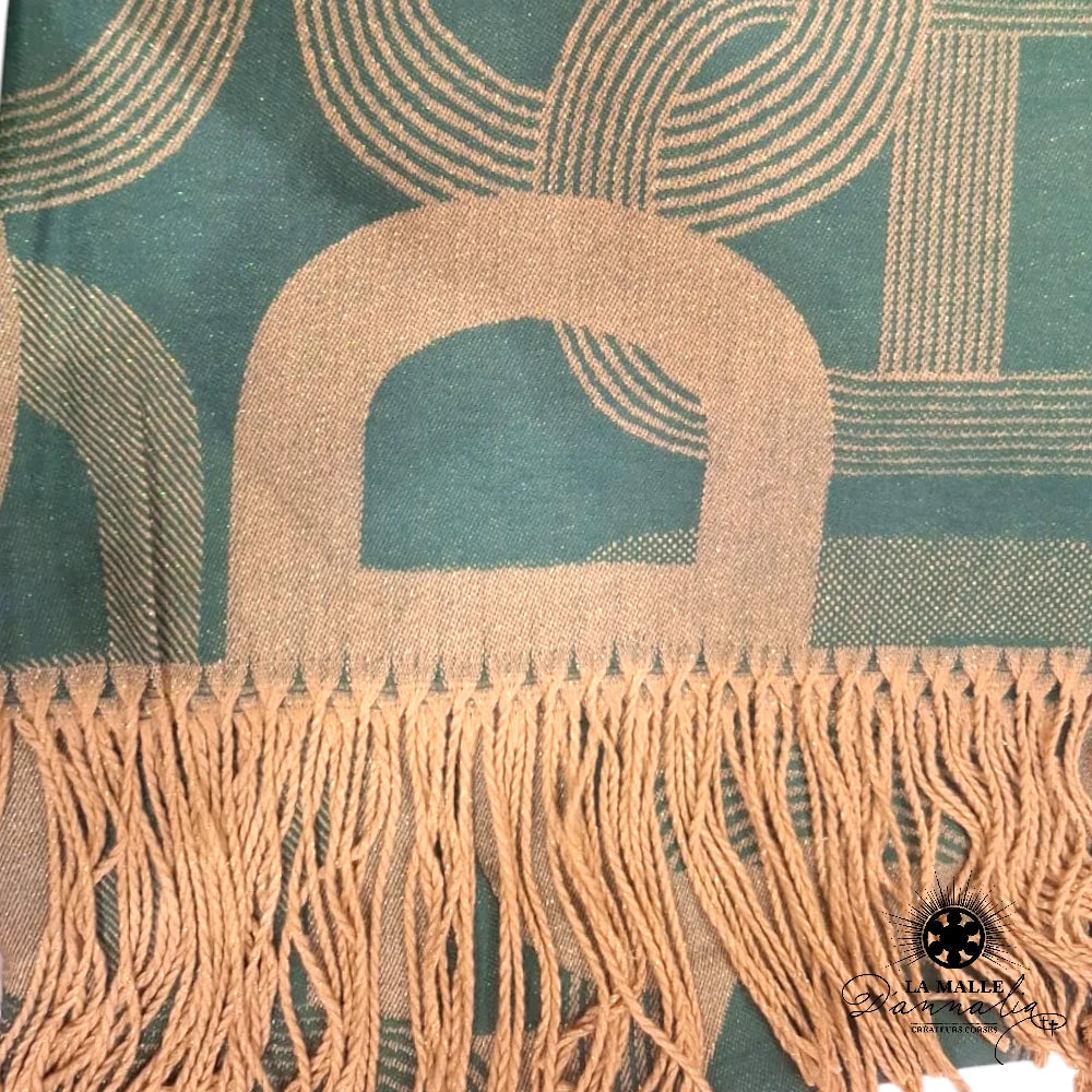 echarpe vert irise hiver dore classique brillant graphisme vert polyester lurex cercle lamalledannalia