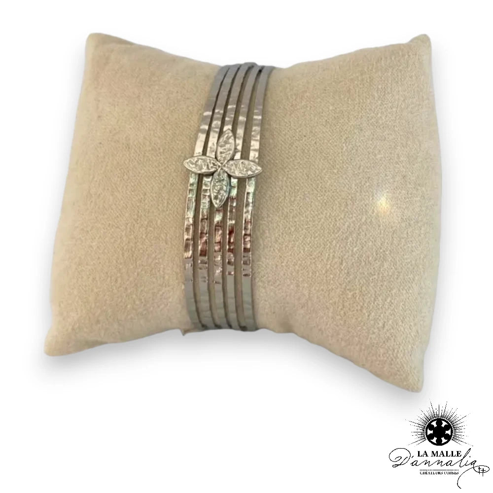 jonc argent acier inoxydable fleur lamalledannalia