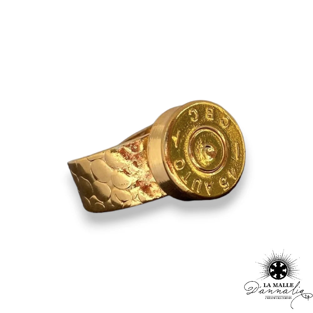 Bague à motif plaqué or et douille artisanale