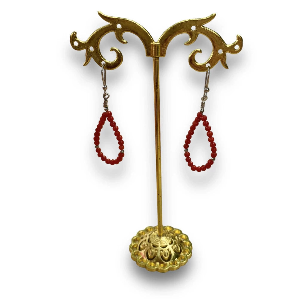 lamalledannalia Boucles d'Oreilles Perle de Corail Rouge Corse argent