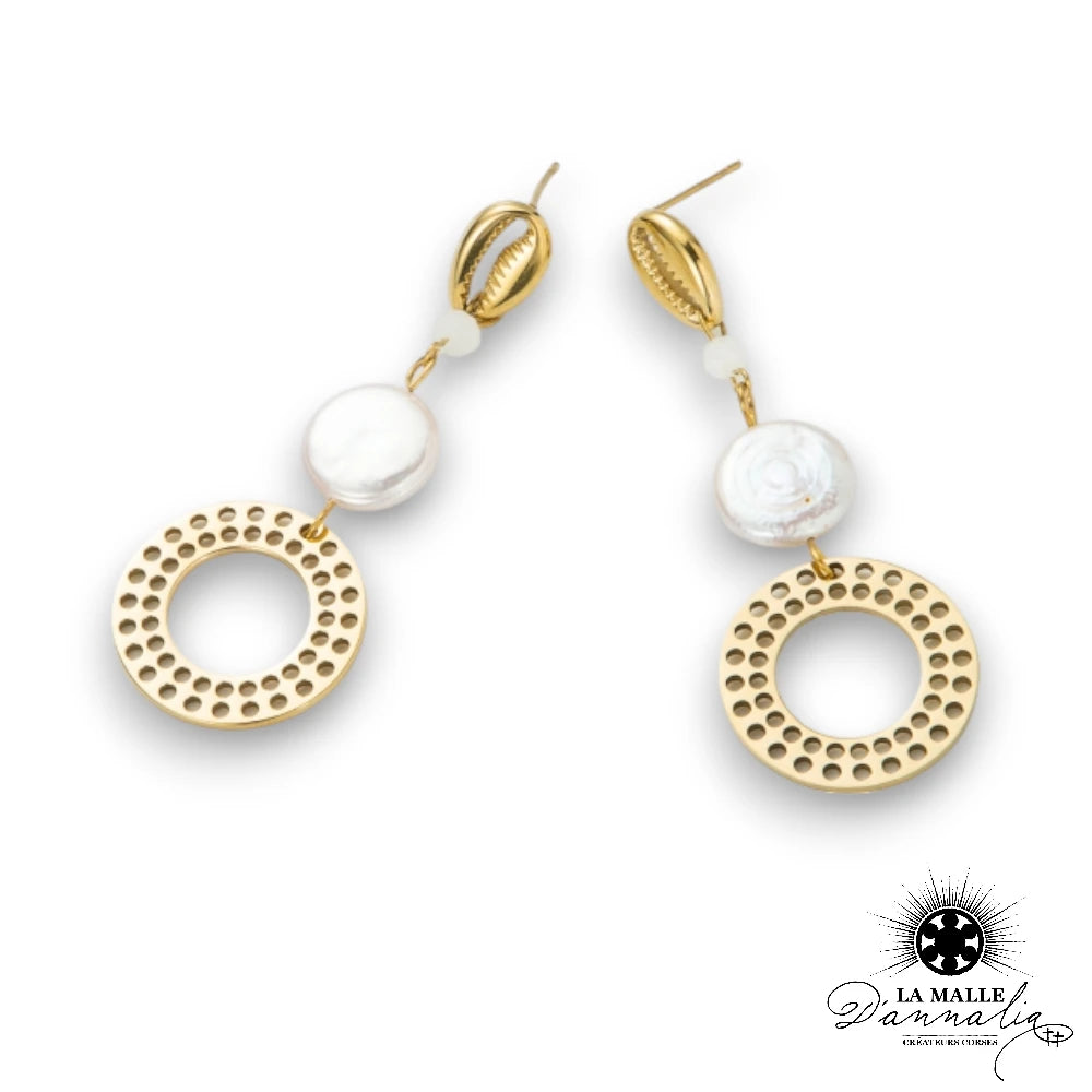 lamalledannalia-Boucles-oreilles-acierinoxydable-coquillage-perle-blanc