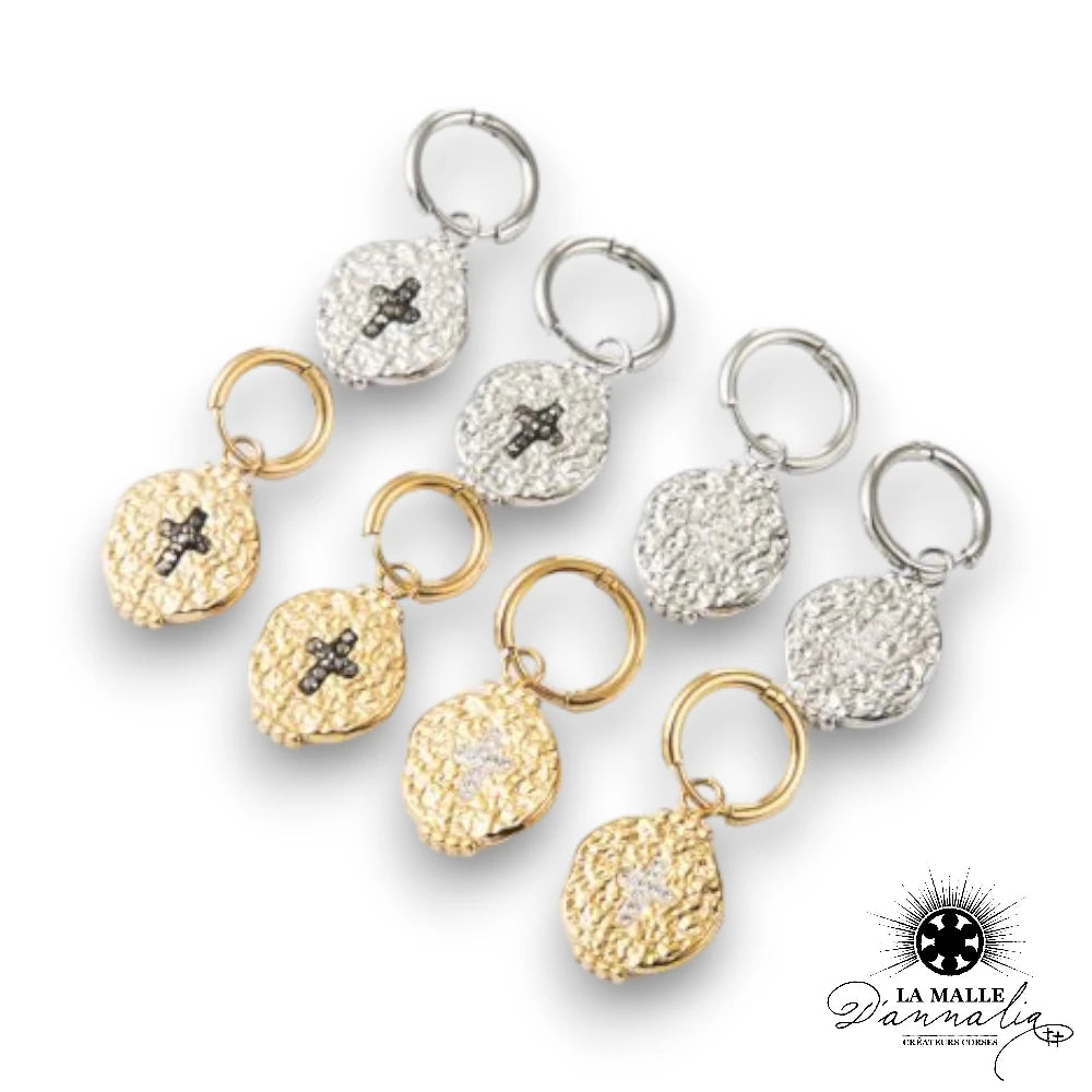 lamalledannalia-Boucles-oreilles-acierinoxydable-croix-noir-blanc-strass