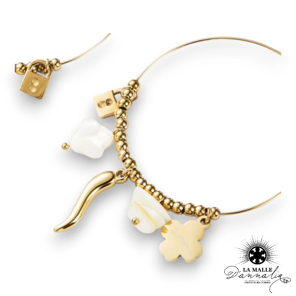 Boucles d'oreilles Pendantes Multi-Charms acier inoxydable 316L