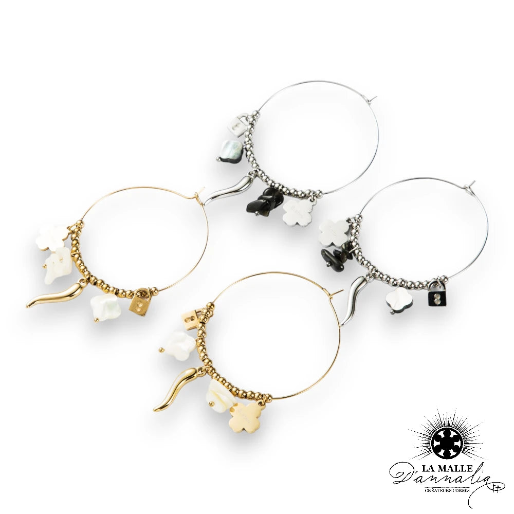 Boucles d'oreilles Pendantes Multi-Charms acier inoxydable 316L