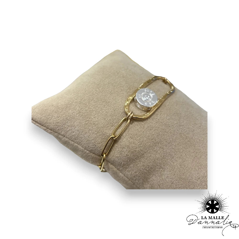Bracelet Chaîne en Acier Inoxydable avec Douille en Plaqué Or ou Argent