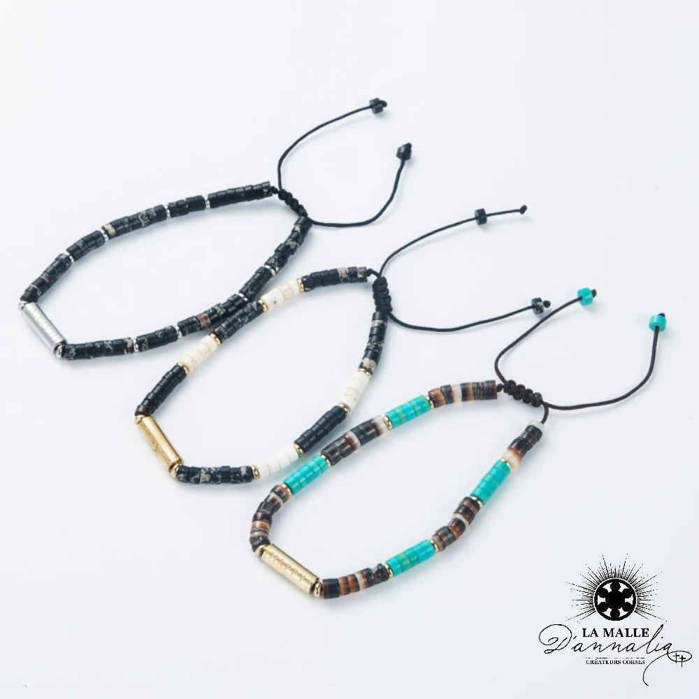 Bracelet acier inoxydable pierres naturelles : opale grise ou œil du tigre