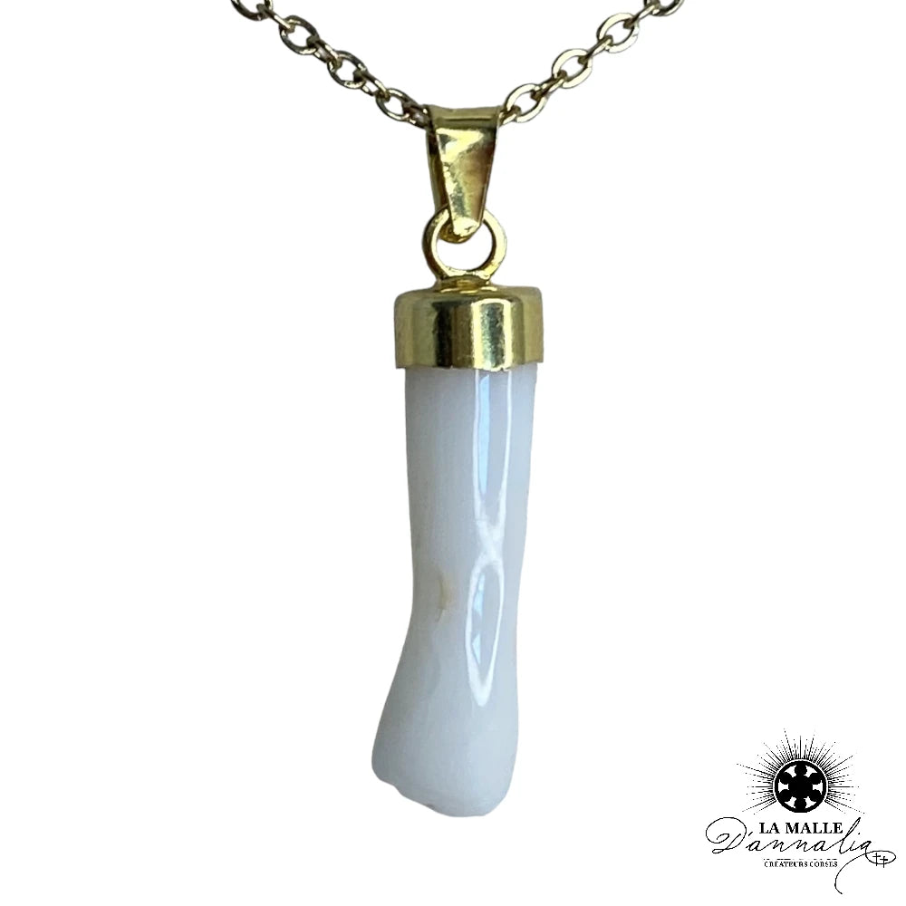 lamalledannalia-Collier-Acier-Pendentif-Main-corail-Blanc-longue-Plaque-Or-createur