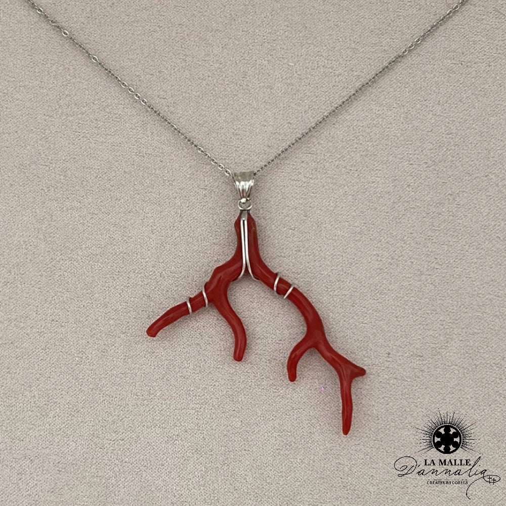 lamalledannalia-Collier-Acier-branche-corail-rouge-argent