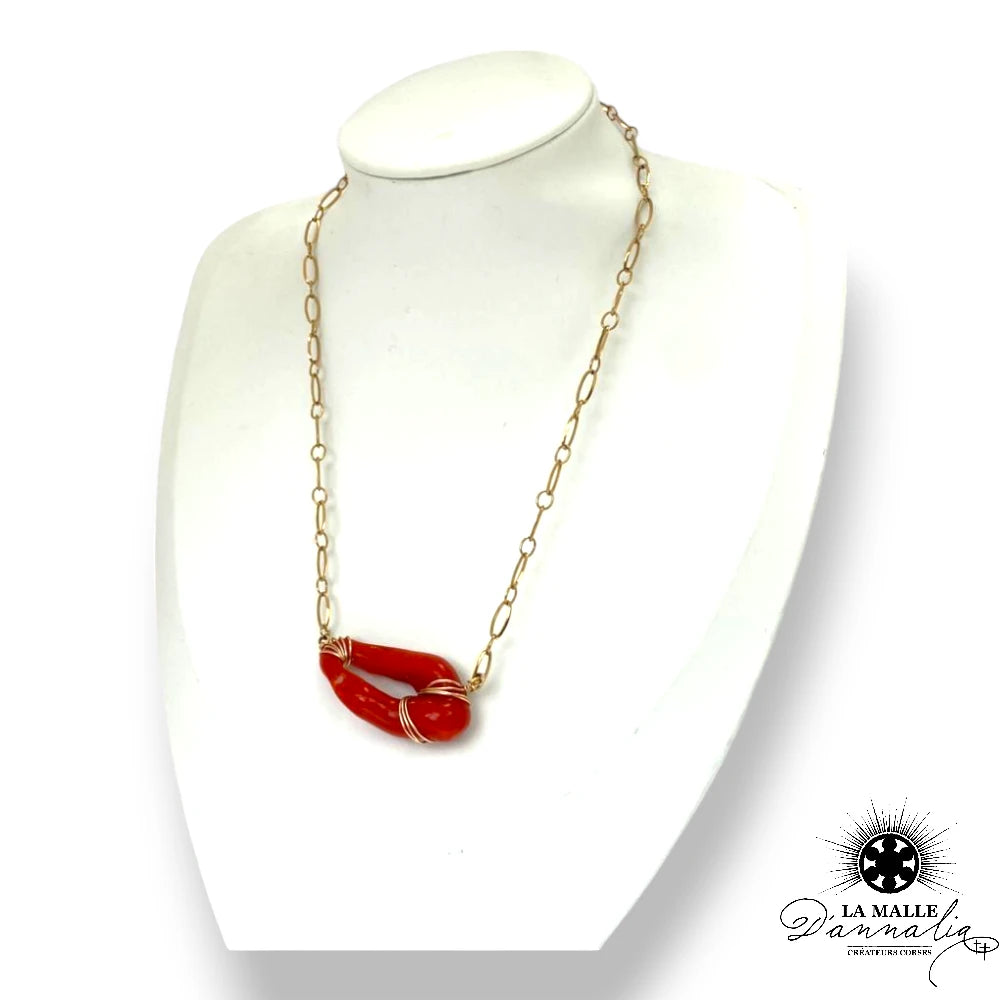 lamalledannalia-Collier-Chaîne-Acier-Inoxydable-Corail-corse-mediterranee