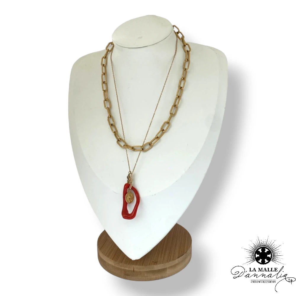 lamalledannalia-Collier-Double-Rang-Acier-Inoxydable-Morceau-Corail-Rouge-Breloque-Vierge-Miraculeuse-Croix-Noire-createur