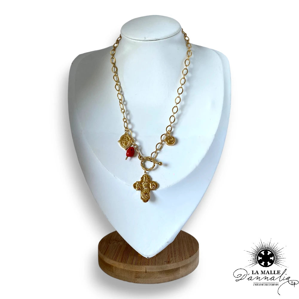 lamalledannalia-Collier-Morceau-Corail-Breloque-Douille-Plaque-or-createur-corse