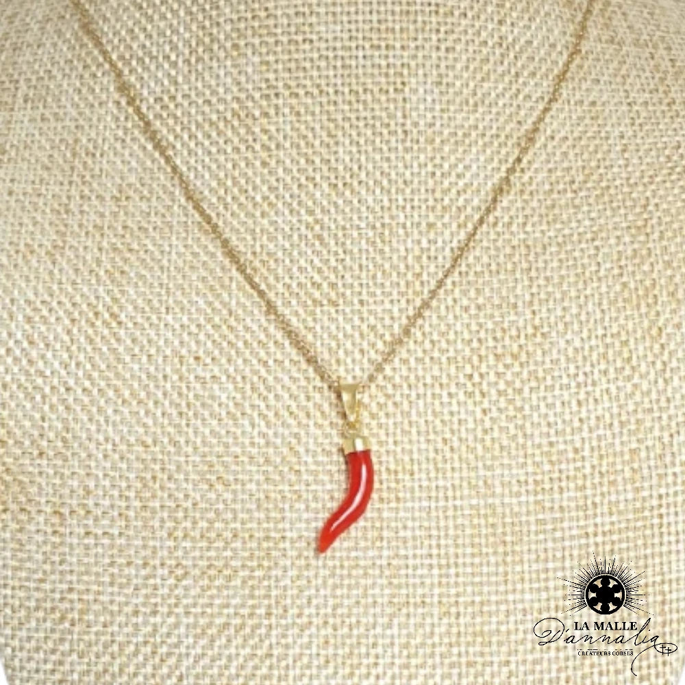 lamalledannalia-Collier-acier-inoxydable-Corne-abondance-corail-rouge-Mediterranee-1