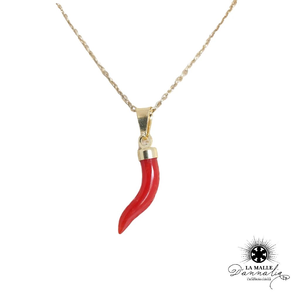 lamalledannalia-Collier-acier-inoxydable-Corne-abondance-corail-rouge-Mediterranee-creation