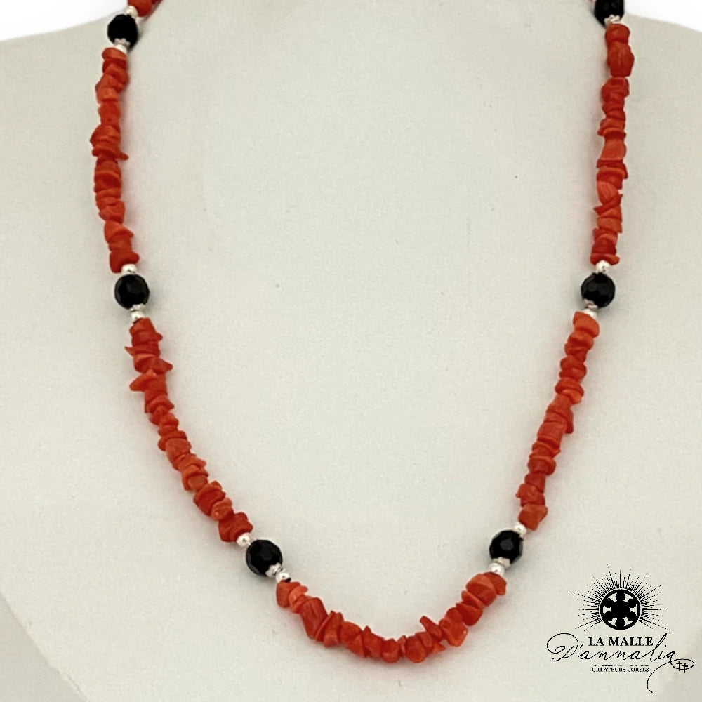 lamalledannalia-Collier-corail-rouge-chips-perle-noir-argent-creation-corse