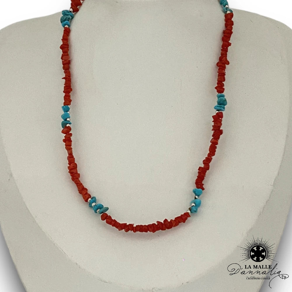 lamalledannalia-Collier-corail-rouge-chips-turquoise-creation