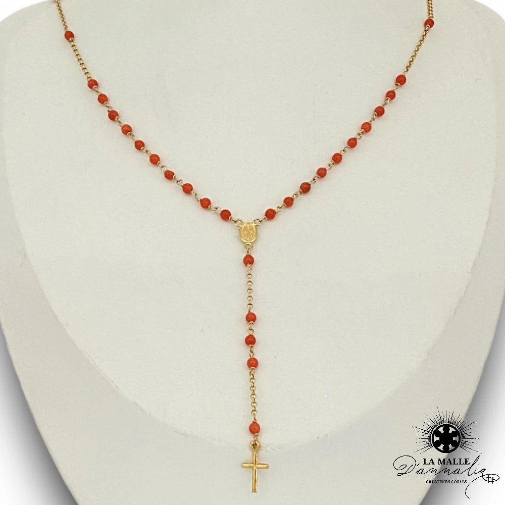 lamalledannalia-Collier-corail-rouge-perle-croix-argent-vierge-creation