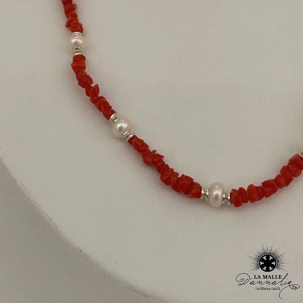 lamalledannalia-Collier-corail-rouge-perle-deau-morceau-creation-argent
