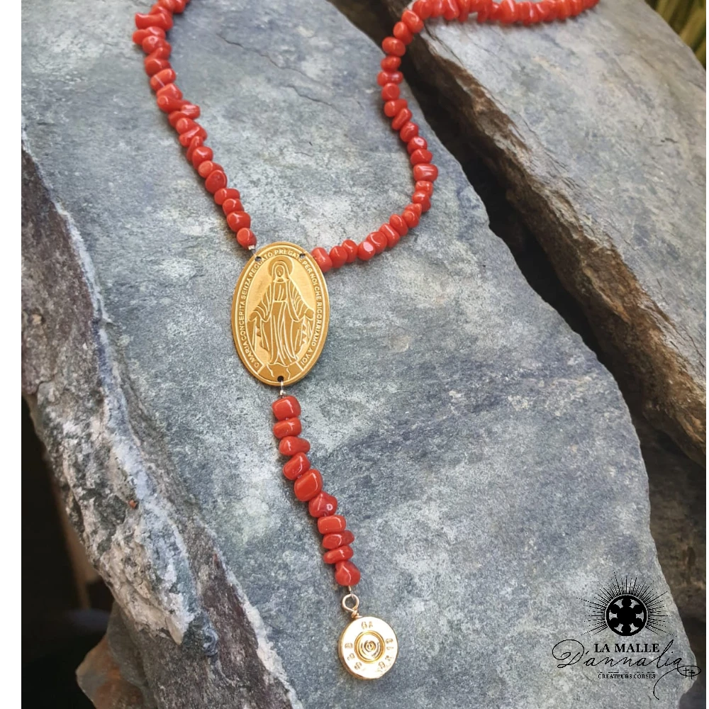 lamalledannalia-Collier-corail-rouge-perle-vierge-pierre-douille-bouda-creation