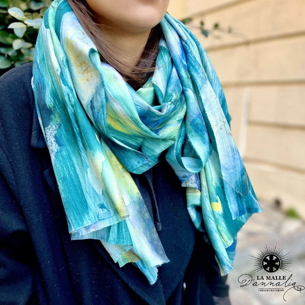 lamalledannalia-Echarpe-bleu-vert-femme