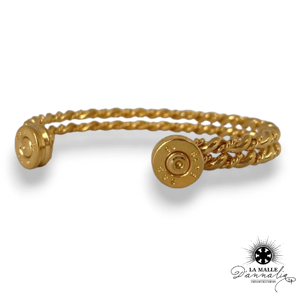 lamalledannalia-Jonc-Bracelet-Double-Torsade-Plaque-Douilles-9mm-Esprit-Vintage-createur-corse
